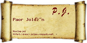 Paor Jolán névjegykártya